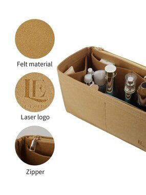 Luxe Emerald Handbag Organizer Insert Beige/Tan Large